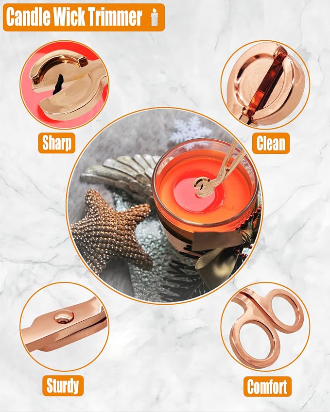 5 in1 Candle Accessory Set with Rechargeable Candle Lighter, Candle Wick Trimmer, Candle Wick Snuffer, Candle Wick Dipper