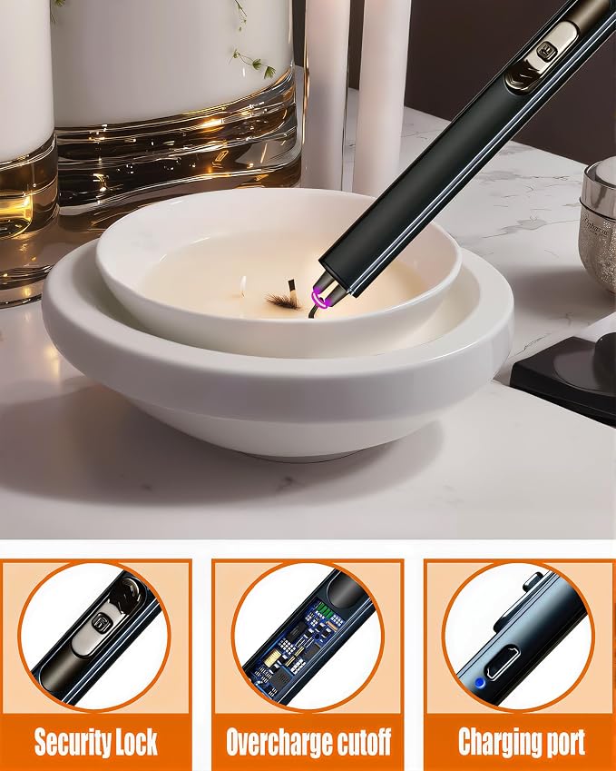 5 in1 Candle Accessory Set with Rechargeable Candle Lighter, Candle Wick Trimmer, Candle Wick Snuffer, Candle Wick Dipper