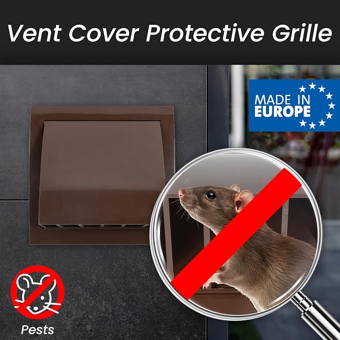 5 Inch Brown Dryer Vent Hood/Duct Cover for Walls or Ceiling/ABS Plastic Protection Hood With Rain Cover and, alternate view