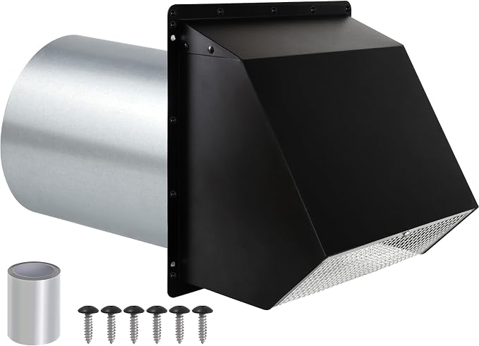 5 Inch Hooded Wall Vent with Screen and Damper,5"Exhaust Vent Dryer Vent Cover Outside,5" Vent Cover Exterior Wall Vent Cap