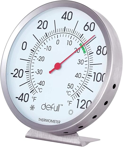 5" Large Dial Indoor Outdoor Thermometer - Battery-Free, Dual Scale -40°F to 120°F / -40°C to 50°C, product image