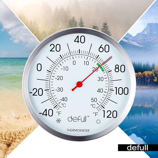 5" Large Dial Indoor Outdoor Thermometer - Battery-Free, Dual Scale -40°F to 120°F / -40°C to 50°C, alternate product view 2