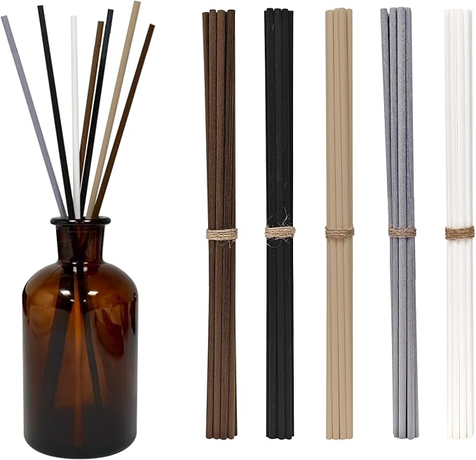 5 Mixed Colors 10inch Diffuser Replacement Sticks - 60Pcs Fiber Reed Fragrance Sticks Refill for Home and Bathroom, product