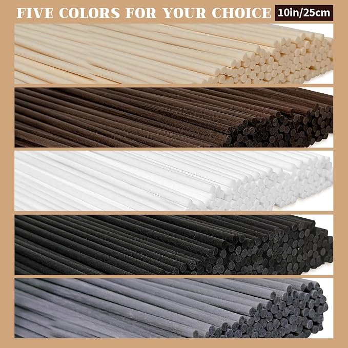 5 Mixed Colors 10inch Diffuser Replacement Sticks - 60Pcs Fiber Reed Fragrance Sticks Refill for Home and Bathroom, alternate