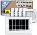 5 Pack] Fits 10x6 Duct Opening Steel Adjustable Air Supply Grille by | Register Vent Cover Grill for Sidewall and Ceiling |