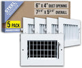 5 Pack] Fits 6x4 Duct Opening Steel Adjustable Air Supply Grille by | Register Vent Cover Grill for Sidewall and Ceiling |