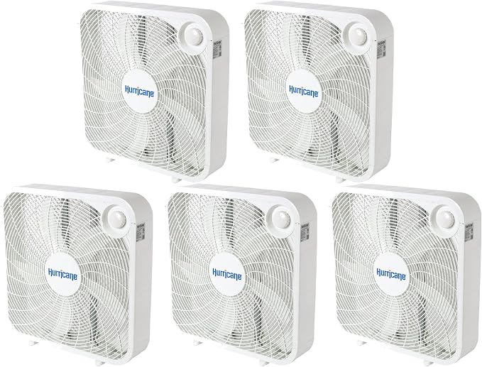 5 Pack Floor Box Fan, 3 Speed Powerful & Quiet Cooling, Classic, 20" 5 Pack White, product image