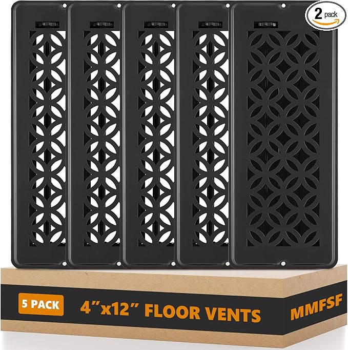 5 Pack Floor Vent Covers, Floor Register 4x12,Adjustable Decorative Vent Covers for Home Floor, Ceiling or Sidewall Vent with