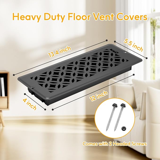 5 Pack Floor Vent Covers, Floor Register 4x12,Adjustable Decorative Vent Covers for Home Floor, Ceiling or Sidewall Vent with