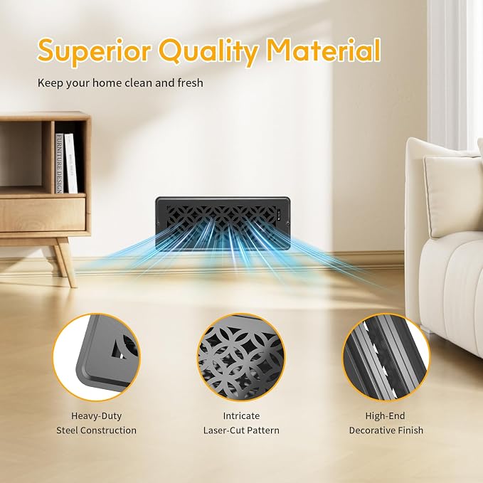 5 Pack Floor Vent Covers, Floor Register 4x12,Adjustable Decorative Vent Covers for Home Floor, Ceiling or Sidewall Vent with