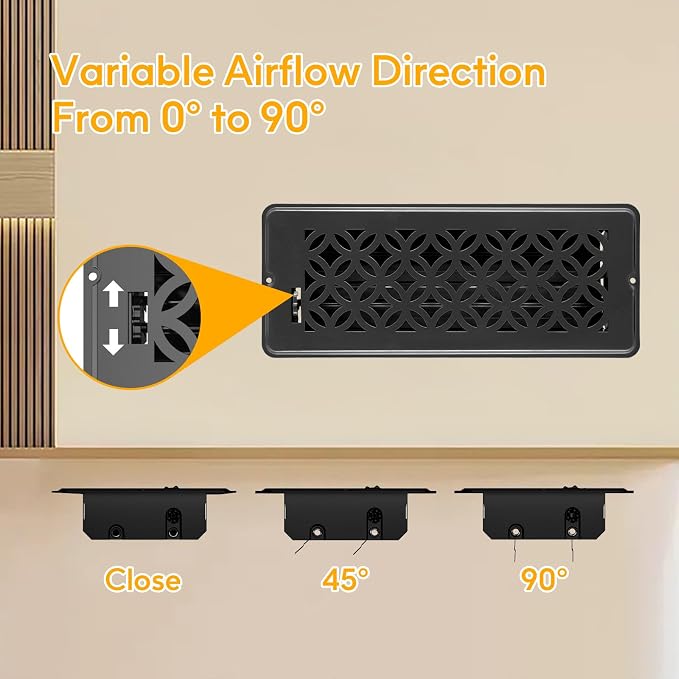 5 Pack Floor Vent Covers, Floor Register 4x12,Adjustable Decorative Vent Covers for Home Floor, Ceiling or Sidewall Vent with