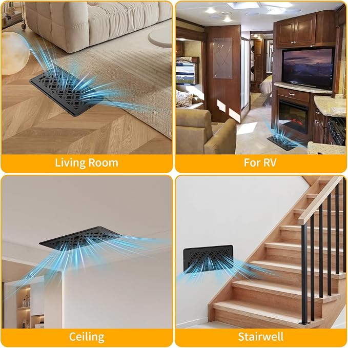 5 Pack Floor Vent Covers, Floor Register 4x12,Adjustable Decorative Vent Covers for Home Floor, Ceiling or Sidewall Vent with