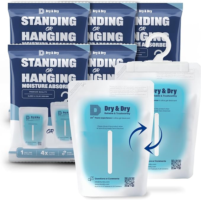 5 Packs Hybrid Moisture Absorbers & Musty Odor Eliminator Dehumidifier to Control Excess Moisture for Basements, product