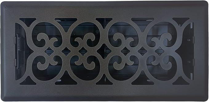 5 pcs, Precision Flow 4"x10" Steel Floor Register - Victorian Design, Textured Black Finish - Premium Home Vent Covers