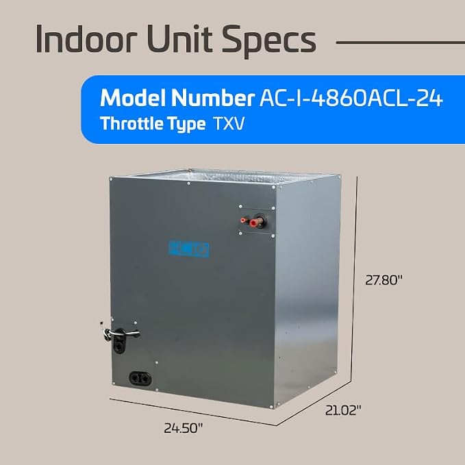 5 Ton 13.8 SEER2 iCongo Central Air Conditioner Split System & 24.5in Vertical Evaporator Cased Coil with Thermostat - R32