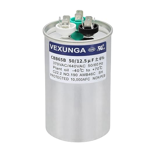50/12.5 uF 50+12.5 MFD 370VAC or 440VAC Dual Run Start Round A/C Capacitor CBB65 Air Conditioner Capacitors for