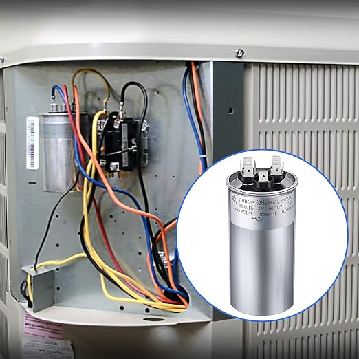 50/5 MFD uF 370/440V CBB65 Dual Run Round Capacitor for AC Motor, HVAC Capacitor, Air Conditioner Replacement, alternate view