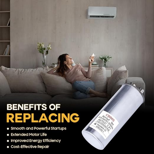 50+5 uF 50/5 MFD 370V/440V CBB65B Dual Run Round Capacitor 50/60 Hz - Replacement for AC Motor Run or Fan Start, alternate