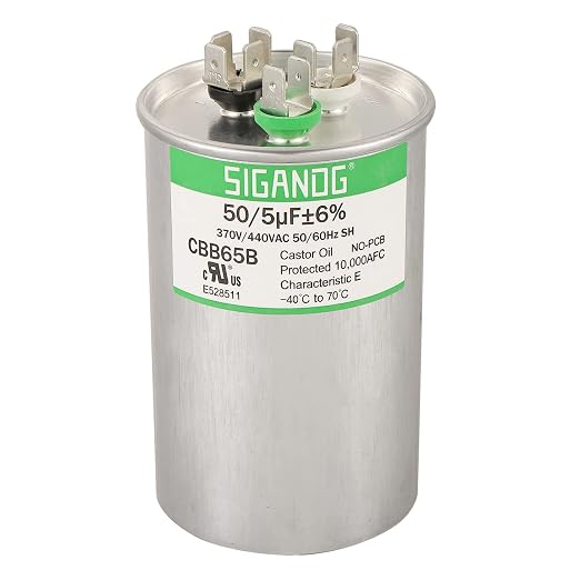 50/5 uF 50+5 MFD 370V or 440V CBB65 Dual Run Start Round Capacitor 50 5 uF MFD 370 440 Volt VAC for Condenser Straight Cool