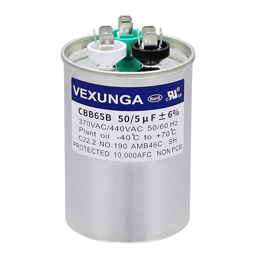50/5 uF 50+5 MFD 370VAC or 440VAC Dual Run Start Round A/C Capacitor CBB65 CBB65B Air Conditioner Capacitors for AC Unit Fan