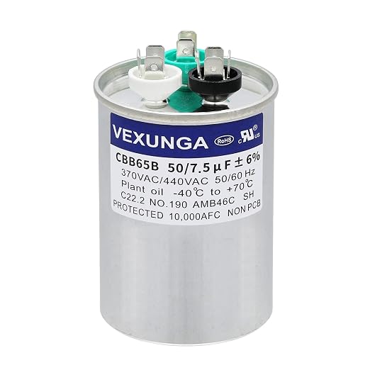 50/7.5 uF 50+7.5 MFD 370V or 440V Dual Run Start Round A/C Capacitor CBB65 CBB65B Air Conditioner Capacitors for