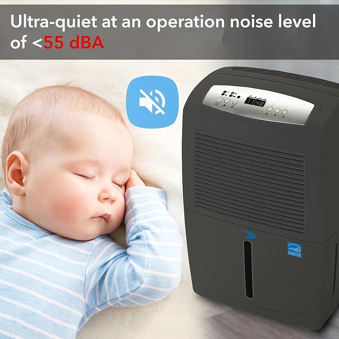 50 Energy Star Pint High Capacity up to 4000 sq ft Gray Portable Dehumidifier with Pump, Black, alternate product view 6
