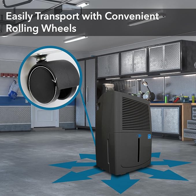 50 Energy Star Pint High Capacity up to 4000 sq ft Gray Portable Dehumidifier with Pump, Black, alternate product view 7