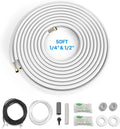 50 Ft Mini Split Line Set, 1/4" & 1/2" O.D. Flared Copper Tubing Pipes & 3/8" Thickened PE Insulated Coil with Nuts &