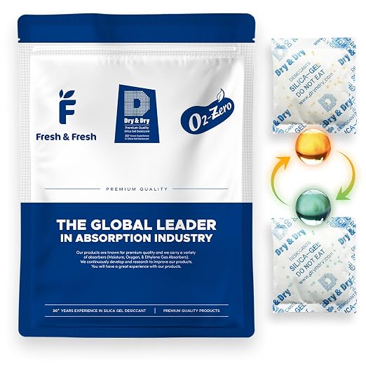 50 Gram [14 Packets] Orange Indicating Silica Gel Packets Desiccants - Food Safe Silica Packs, Silica Gel