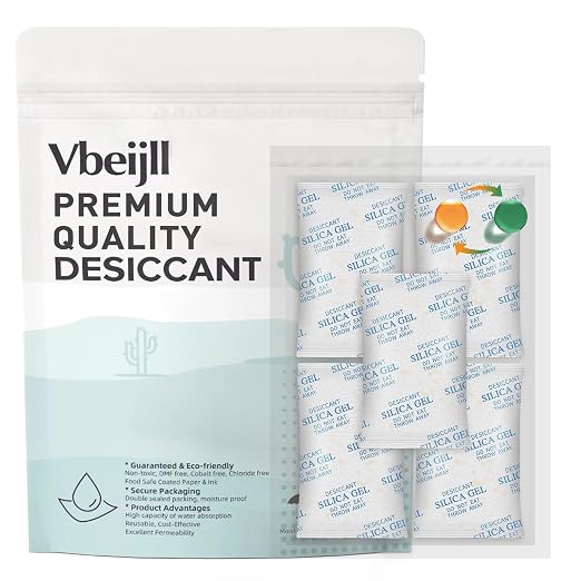 50 Gram (40 Pack) Color-Indicating Silica Gel Packets, Each 5 Pack Individually Sealed, Food Grade Desiccant, product image