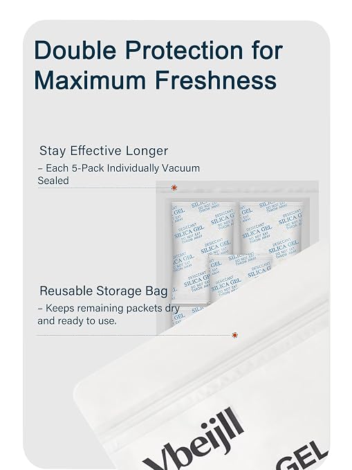 50 Gram (40 Pack) Color-Indicating Silica Gel Packets, Each 5 Pack Individually Sealed, Food Grade Desiccant, alternate