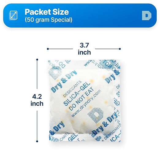 50 Gram [50 Packets] Orange Indicating Silica Gel Packets Desiccants - Food Safe Silica Packs, Silica Gel, alternate view 6