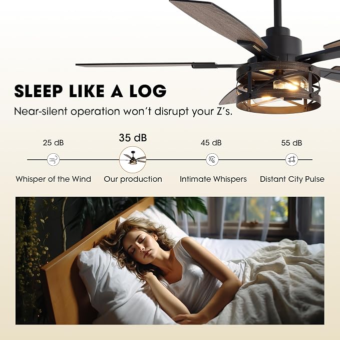 50 Inch Ceiling Fans with Lights and Remote & APP Control, Farmhouse Ceiling Fan with LED Lighting for Bedroom Living Room