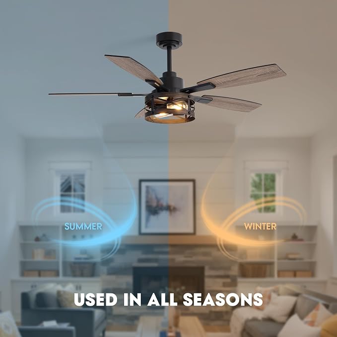 50 Inch Ceiling Fans with Lights and Remote & APP Control, Farmhouse Ceiling Fan with LED Lighting for Bedroom Living Room