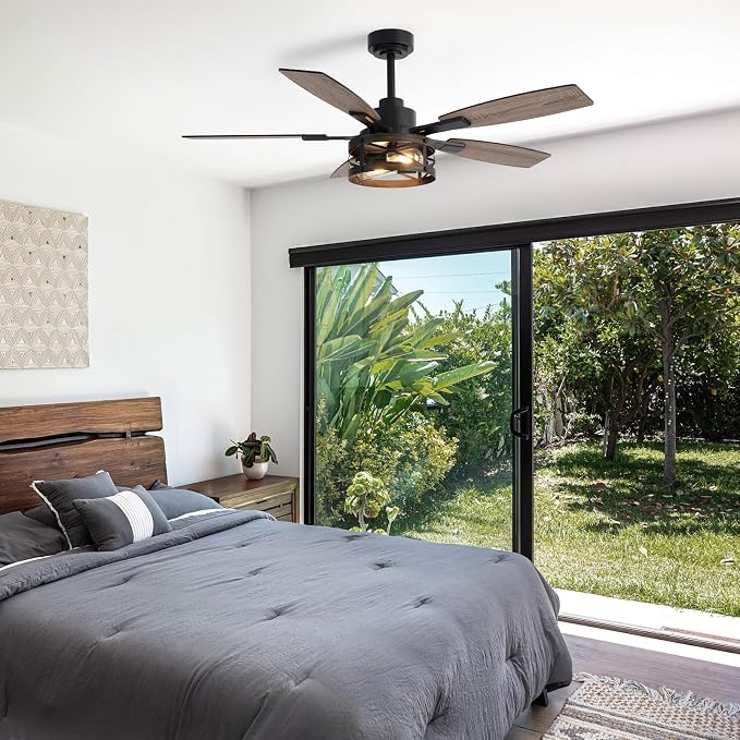 50 Inch Ceiling Fans with Lights and Remote & APP Control, Farmhouse Ceiling Fan with LED Lighting for Bedroom Living Room