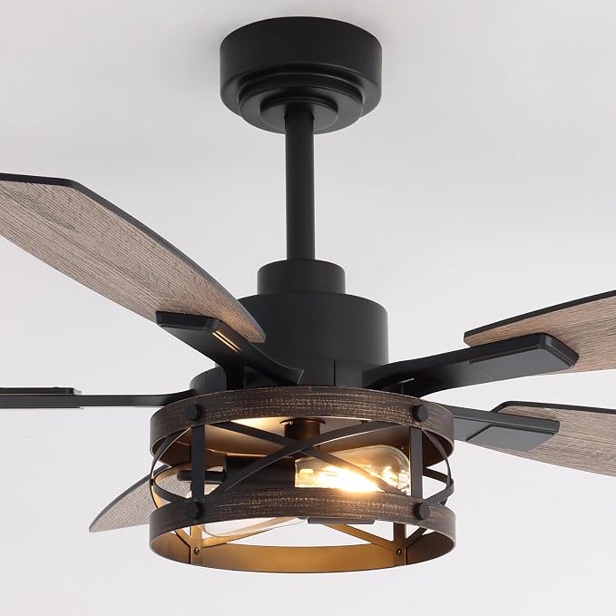 50 Inch Ceiling Fans with Lights and Remote & APP Control, Farmhouse Ceiling Fan with LED Lighting for Bedroom Living Room