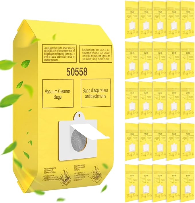 50 Pack 50558 Canister Vacuum Bags for Canister Type C/Q 5055 50555 50557 50558, Replacement Vacuum Cleaner Bags for