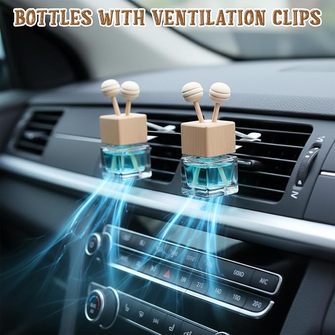 50 Pack Car Air Freshener Diffuser with Vent Clip, Clear Glass Perfume Bottle, alternate product view 4
