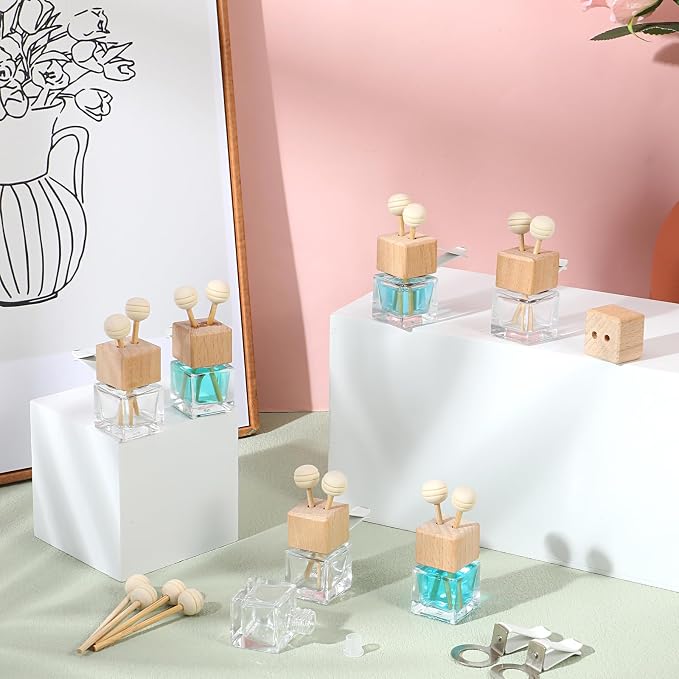 50 Pack Car Air Freshener Diffuser with Vent Clip, Clear Glass Perfume Bottle, alternate product view 5