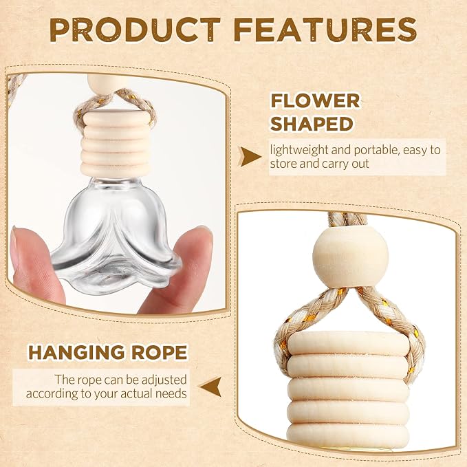 50 Pcs 6ml Hanging Car Diffuser Bottle Empty Glass Perfume Air Freshener Heart Love Bottle Diffuser Pendant Valentine's Day