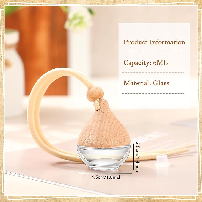 50 Pcs Car Air Fresheners Diffuser for Essential Oil Empty Hanging Bottle Glass Bottles Refillable Perfume Pendant