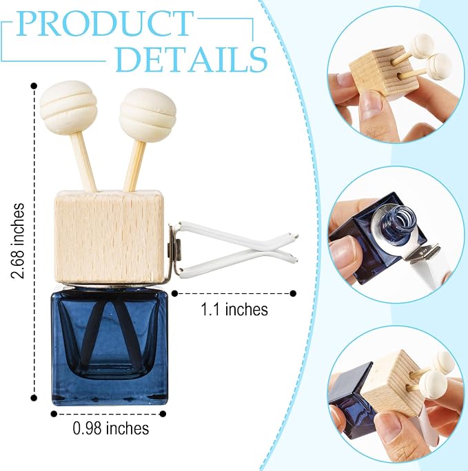 50 Pcs Car Diffuser Bottles Empty Bulk Vent Clip Car Air Freshener Diffuser for Essential Oil Perfume Glass Bottle with