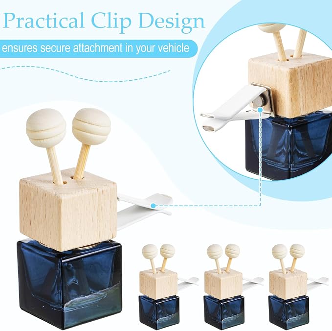50 Pcs Car Diffuser Bottles Empty Bulk Vent Clip Car Air Freshener Diffuser for Essential Oil Perfume Glass Bottle with