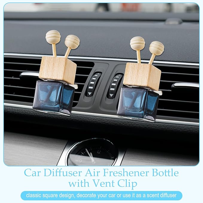 50 Pcs Car Diffuser Bottles Empty Bulk Vent Clip Car Air Freshener Diffuser for Essential Oil Perfume Glass Bottle with