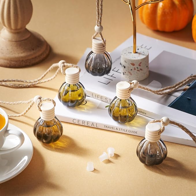 50 Pcs Hanging Car Air Freshener Black Car Diffuser Bottles Empty Glass Perfume Bottle Freshener Diffuser Bottle Pendant for
