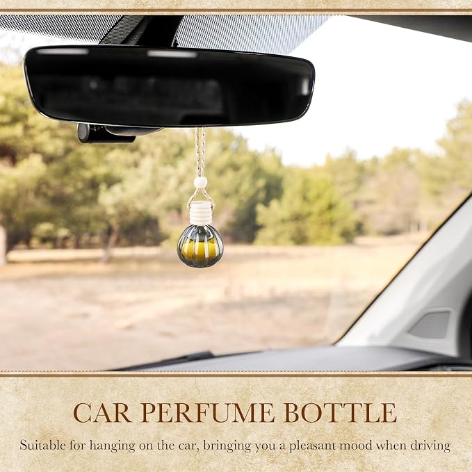 50 Pcs Hanging Car Air Freshener Black Car Diffuser Bottles Empty Glass Perfume Bottle Freshener Diffuser Bottle Pendant for