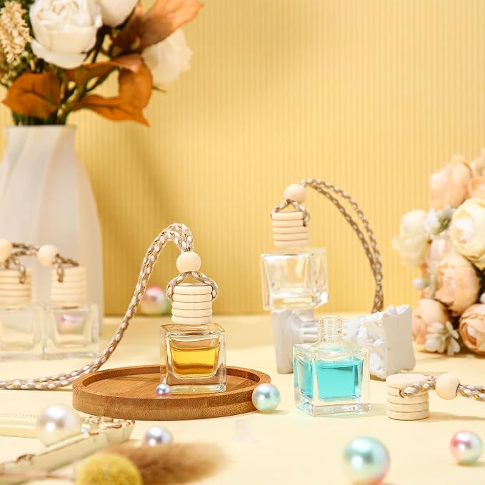 50 Pcs Hanging Car Air Freshener Car Diffuser Bottles Empty Glass Perfume Bottle Freshener Diffuser Bottle Pendant for