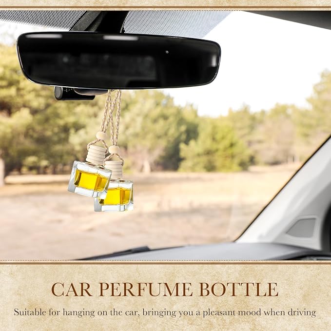 50 Pcs Hanging Car Air Freshener Car Diffuser Bottles Empty Glass Perfume Bottle Freshener Diffuser Bottle Pendant for