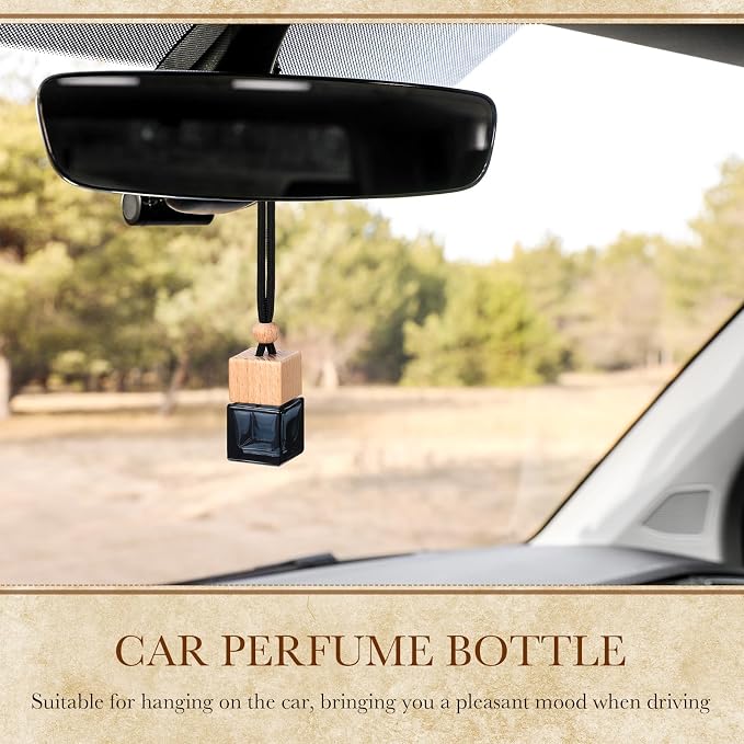 50 Pcs Hanging Car Freshener Black Car Diffuser Bottles Empty Glass Perfume Bottle Freshener Diffuser Bottles Pendant for