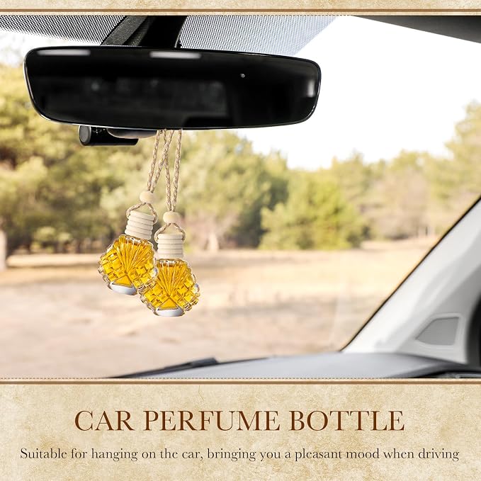 50 Pcs Hanging Car Freshener Car Diffuser Bottles Empty Glass Perfume Bottle Freshener Diffuser Bottle Pendant for Essential